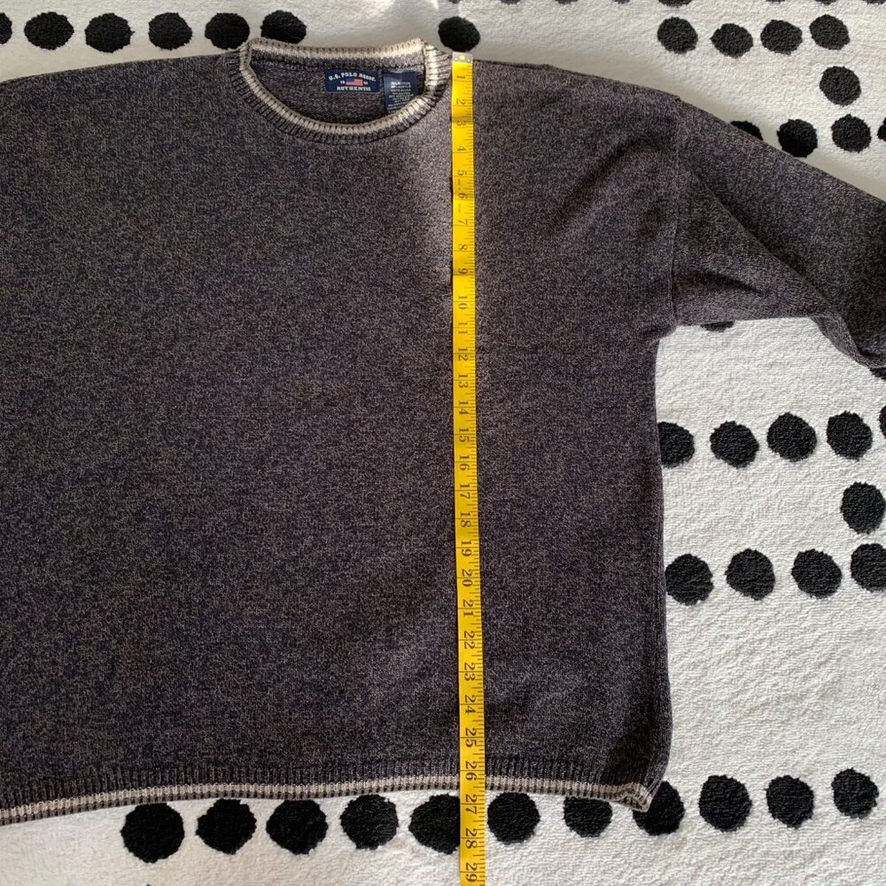 US Polo Association Vintage 90s Sweater XL Black Brown Knitted Crewneck Pullover - Picture 9 of 11